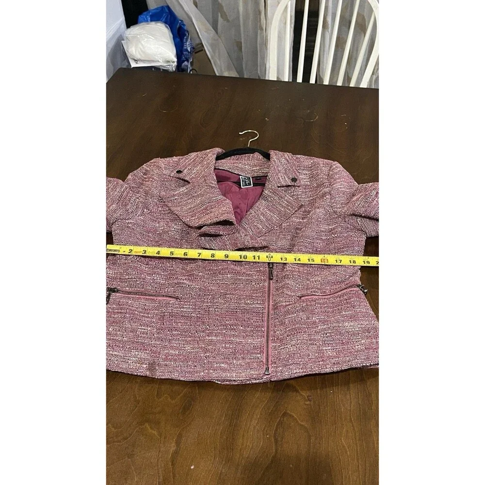 Nicole Miller for Mary Kay Pink Tweed Single-Breasted Blazer Jacket 12R Lined